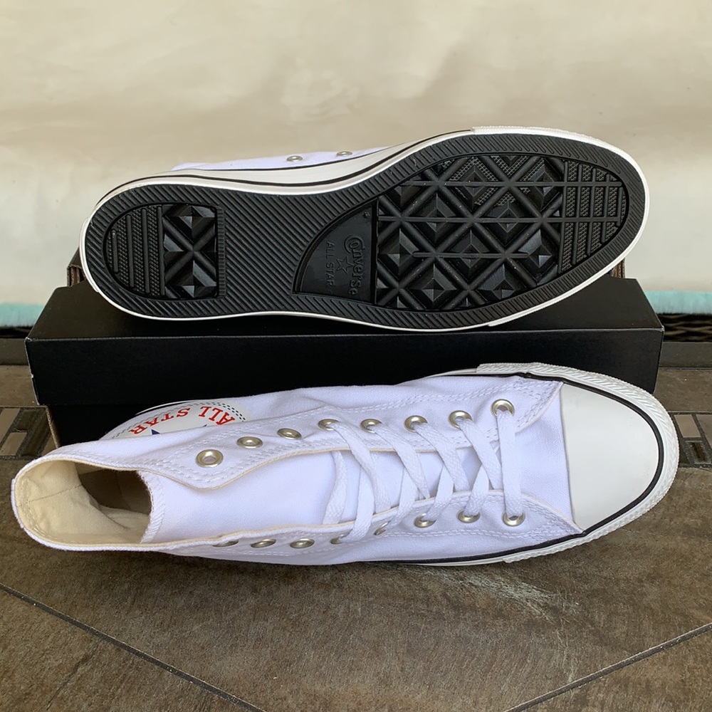 CONVERSE CTAS HI WHITE/WHITE/BLACK MENS - Picture 6 of 16